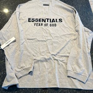 Fear of God ESSENTIALS Heather Grey Logo Long Sleeve Tee